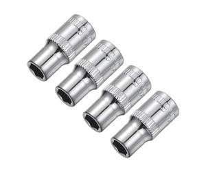 Sourcingmap 4 Pcs 1/4-Inch Drive 6mm 6-Point Shallow Socket, Metric, Steel with Chrome Plated