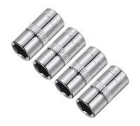 Sourcingmap 4 Pcs 1/4-Inch Drive 7mm 6-Point Shallow Socket, Metric, Steel with Chrome Plated
