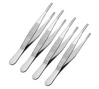 Sourcingmap 4 Pcs 5-Inch Stainless Steel Straight Blunt Tweezers with Serrated Tip