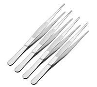 Sourcingmap 4 Pcs 8-Inch Stainless Steel Straight Blunt Tweezers Serrated Tip Daily Garden Tool