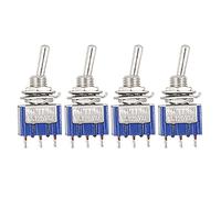 Sourcingmap 4 Pcs AC 125V 6A 3 Pin SPDT On/Off/On 3 Position Mini Toggle Switch Blue