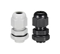 Sourcingmap 40Pcs M12x1.5 Cable Gland Waterproof Plastic Joint Adjustable Locknut White,Black for 3-6.5mm Dia Cable Wire