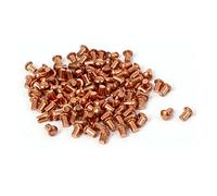 Sourcingmap 4mm Length 2mm x 3mm Round Head Copper Solid Rivets Fasteners Gold Tone 100 Pcs
