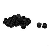sourcingmap 5/8" 16mm OD Plastic Round Tube Ribbed Inserts End Cover Caps 25pcs, 0.51"-0.6" Inner Dia, Floor Furniture Chair Desk Protector