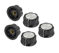 sourcingmap 5 Pcs Black Silver Tone 30mm Top Rotary Knobs for 6mm Dia. Shaft Potentiometer
