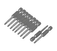 Sourcingmap 50mm Length 1/4 Inch Hex Shank Magnetic T10 Torx Screwdriver Bits Tool Gray 10 Pcs