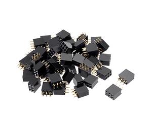 Sourcingmap 50Pcs 2.54mm Pitch 2x3-Pin Double Row Straight Connector Female Pin Header Strip PCB Board Socket