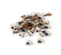 Sourcingmap 55 Pcs 3Pin PCB Mount 2 Position SPDT Horizontal Mini Slide Switch - Silver Tone, Black