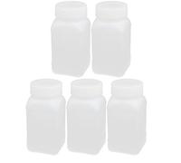 sourcingmap 5pcs 250ml HDPE Plastic Wide Mouth Square Liquid Storage Bottle Container White