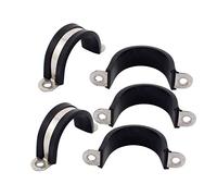 sourcingmap 5Pcs 35mm Dia Rubber Lined U Shaped Stainless Steel Hose Pipe Clips Clamp Cable