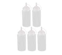 sourcingmap 5Pcs 400ml 16oz Kitchen Food Squeeze Bottles Condiment Ketchup Mustard Oil Salt Clear