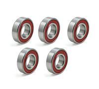 sourcingmap 5pcs 6004RS 20 x 42 x 12mm Double Sealed Deep Groove Ball Bearing
