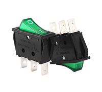 Sourcingmap 5Pcs AC 20A/125V 22A/250V On Off SPST Switch 3 Pins 2 Position Green LED Light 220V Boat Rocker Switches