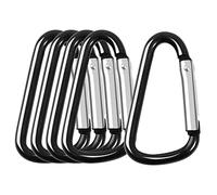 sourcingmap 5PCS Carabiner Keychain Clip, Aluminum Spring Snap Hook D Ring Shape Clips for Hanging, Locking Key Ring for Loaded Gate Hammock Swing Outdoor Hiking Fishing Traveling, Black