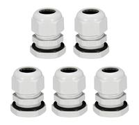 sourcingmap 5Pcs PG19 Cable Gland Waterproof Plastic Joint Adjustable Locknut White for 12mm-15mm Dia Cable Wire