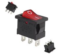 Sourcingmap 5Pcs SPST 3P 2 Position I/O Red LED Light Boat On Off Toggle Rocker Switch On Off AC 12A/125V,6A/12A 250V