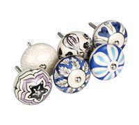 Sourcingmap 6 Pieces Vintage Shabby Knobs Blue and White Floral Hand Painted Ceramic Pumpkin Cupboard Wardrobe Cabinet Drawer Door Handles Pulls Knob, Mixed Color #2