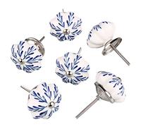 Sourcingmap 6 Pieces Vintage Shabby Knobs White and Blue Floral Hand Painted Ceramic Pumpkin Cupboard Wardrobe Cabinet Drawer Door Handles Pulls Knob, Pachira Macrocarpa