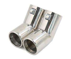 sourcingmap 60mm Tip Bent Dual Exhaust Muffler Tail Pipe Silver Tone for Car