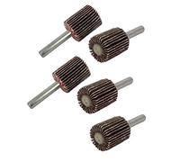 Sourcingmap 6mm Shank 20mm Dia Cylindrical Head Emery Cloth Abrasive Flap Wheel 5pcs