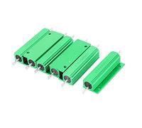 sourcingmap 6Pcs Aluminum Housed 100W Watt 50 Ohm 5% Tolerance Fixed Resistor Green