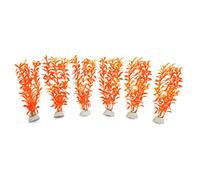 sourcingmap® 6pcs Orange Plastic Aquarium Plants Fish Tank Grass Plant Decorative Landscape