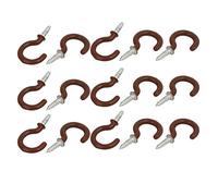 Sourcingmap 7/8 Inch Plastic Coated Screw-in Open Cup Ceiling Hooks Hangers Brown 15pcs