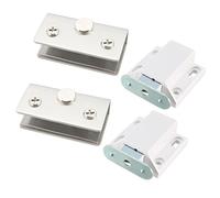 Sourcingmap 8-10mm Glass Door Magnetic Touch Catch Latch Closure Plastic White with Clamp 2 Set
