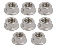 Sourcingmap 8pcs M12 x 1.25mm Pitch Metric Fine Thread 304 Stainless Steel Hex Flange Nut