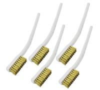 Sourcingmap a13080200ux0294 Plastic Handle Brass Bristle Wire Brush, 6.9inch Long, 5pcs, White