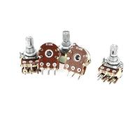Sourcingmap a14052200ux0321 5 x B100K 100K Ohm Metal Rotating Shaft Dual Linear Rotary Taper Potentiometer Shown (1-Piece)