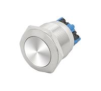 sourcingmap AC 5A 250V 25mm 0.98" Mounting Thread Flat Round 1NO 1NC DPST Latching Stainless Steel Metal Waterproof Push Button Switch