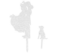 sourcingmap Acrylic Wedding Party DIY Bride Groom and Dog Decor Cupcake Cake Topper Pick 2 in 1 Silver Tone