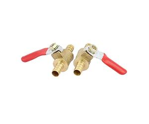 Sourcingmap Ball Valve Shut-Off Valve, 8mm Hose Barb to 8mm Hose Barb, Air Gas Water Pipe Controller, 180 Degree Operation Handle, Brass Valve, Pack of 2