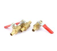 Sourcingmap Ball Valve Water Fuel Line Shut-Off Valve, 8mm Hose Barb to 8mm Hose Barb, Hose Pipe Tube Fittings, 180 Degree Operation Handle, Brass Valve, Pack of 3