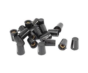 sourcingmap Black 10mm Top Dia 4mm 4mm Shaft Insert Diameter Potentiometer Volume Control Knobs 20 Pcs