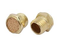 sourcingmap BSLM 02 1/4" Thread Flat Head Pneumatic Muffler Sintering Brass Silencer 2pcs