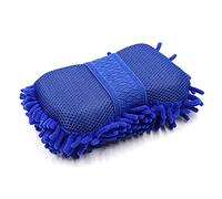 sourcingmap Car Blue Elastic Microfiber Chenille Wash Brush Sponge Pad Cleaner