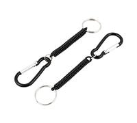 sourcingmap Carabiner Hook Elastic Spring Coil Key Chain Strap Rope 2 Pcs Black