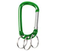 sourcingmap Carabiner Keychain Clip, Aluminum D Ring Clips with 3 Key Ring for Hanging, Large Locking Spring Snap Hook in Loaded Gate Hammock Swing Outdoor Hiking Fishing, 1 PCS Green