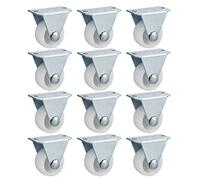 Sourcingmap Caster Wheels 1" Polypropylene with Top Plate 11LBS Capacity for Furniture Carts Workbench, White, Pack of 12