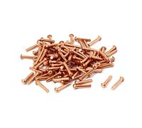 Sourcingmap Copper Solid Rivet 9mm Length 2Mm x 8Mm Round Head Copper Solid Rivets Fasteners Gold Tone 100 Pcs
