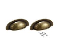 Sourcingmap Cup Drawer Pulls, Kitchen Cabinet Dresser Pull Handles Bronze Tone, 2.71" Hole Centers, 2 Pack