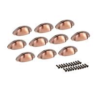 Sourcingmap Cup Pulls, Carbon Steel Shell Pull Handles Antique Brass for Dresser Kitchen Cabinet Drawer, 3.19" Length 1.38" Width,10 Pack