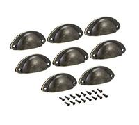 Sourcingmap Cup Pulls, Carbon Steel Shell Pull Handles Antique Brass for Dresser Kitchen Cabinet Drawer, 3.19" Length 1.38" Width,8 Pack