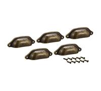 Sourcingmap Cup Pulls, Carbon Steel Shell Pull Handles Bronze Tone for Dresser Kitchen Cabinet Drawer, 3.86" Length 1.34" Width,5 Pack