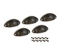 Sourcingmap Cup Pulls, Carbon Steel Shell Pull Handles Bronze Tone for Dresser Kitchen Cabinet Drawer, 1.97" Length 0.79" Width,5 Pack