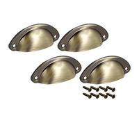 Sourcingmap Cup Pulls, Carbon Steel Shell Pull Handles Bronze Tone for Dresser Kitchen Cabinet Drawer, 3.19" Length 1.38" Width,4 Pack