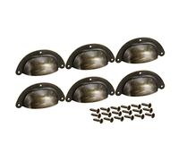 Sourcingmap Cup Pulls, Carbon Steel Shell Pull Handles Bronze Tone for Dresser Kitchen Cabinet Drawer, 3.9" Length 1.77" Width,6 Pack