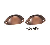 Sourcingmap Cup Pulls, Carbon Steel Shell Pull Handles Copper Tone for Dresser Kitchen Cabinet Drawer, 3.19" Length 1.38" Width,2 Pack